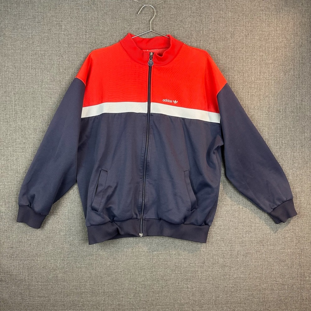 Vintage Adidas Track Jacket Full‎ Zip Red White Blue Pullover Coat Sport
